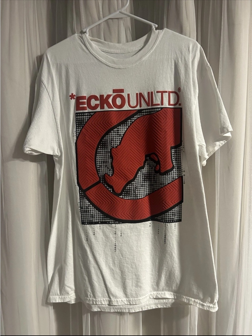 Ecko Unlimited White Short-Sleeve Tee with Red Graphic Logo